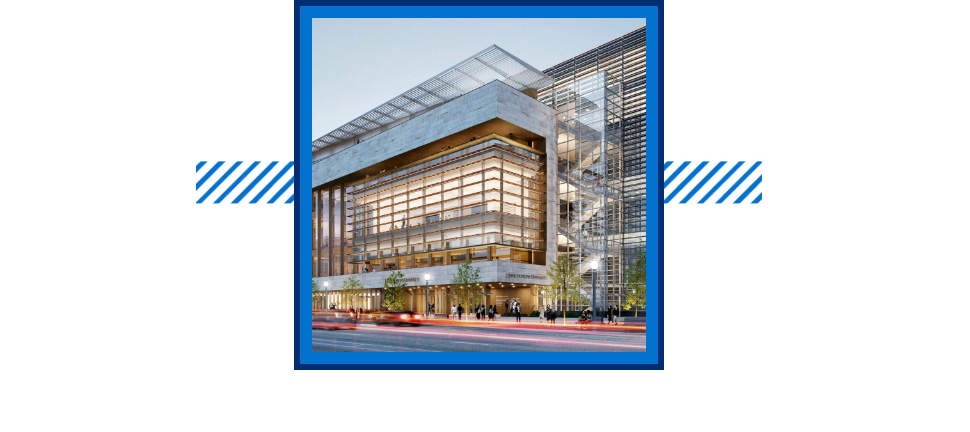 Image showing Hopkins Bloomberg Center between White House and U.S. Capitol