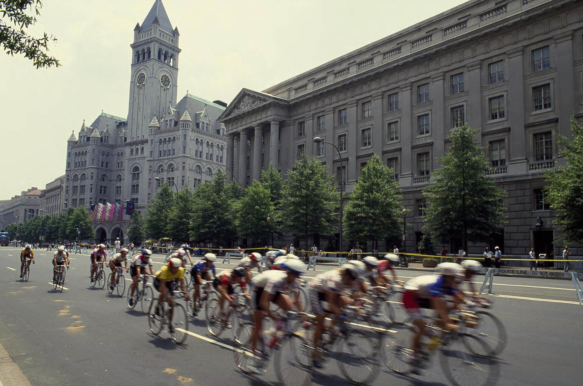 bike riders racing on Pennsylvania Avenue in Washington, D.C.