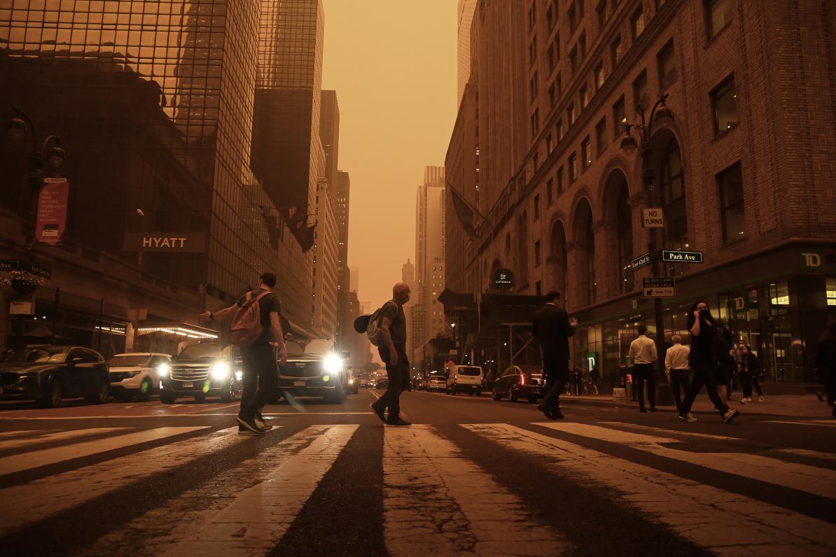 Smoke shrouds New York City on June 7