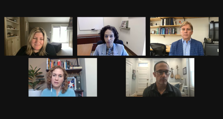 five experts from the Coronavirus Resource Center in zoom meeting